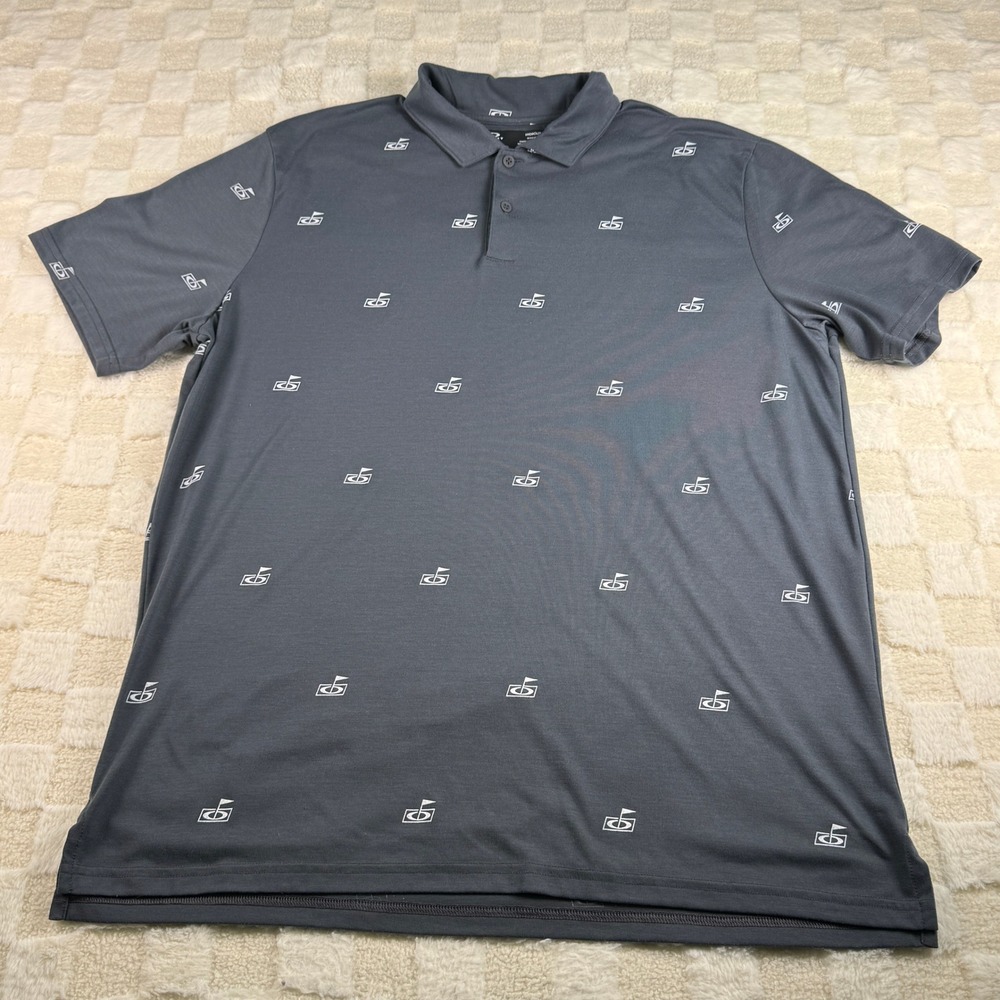 Oakley Hydrotech‎ Golf Polo Shirt Mens XL All Over Print Short Sleeve  Gray